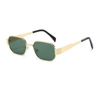 HHMRTYDG Retro Polygon Square Metal Frame Women Sunglasses Fashion Clear Candy Color Lens Shades UV400 Men Punk Sun Glasses(Golden Dark Green)
