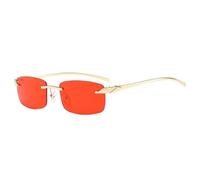 HHMRTYDG Vintage Unique Cheetah Rimless Rectangle Sunglasses Women Candy Colors Clear Lens Eyewear Men Sun Glasses(Golden Red)
