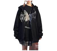 HHMY Aesthetic Jacket Oversized: Hoodie Jacke Teenager MäDchen Y2k Hoodies Zip Up Hoodie Goth Skelett Graphics Jacke Sommer Harajuku Sweatshirt Vintage Sweatjacke Mit Kapuze üBergangsjacke