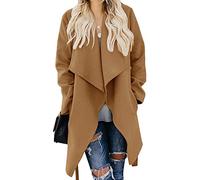 HHMY Asymmetrische Mantel - Damen Schalkragen Bindegürtel Wickelmantel Einfarbig Trenchcoat Mantel Jacke Coat Elegant Cardigan, Langarm, Eingrifftaschen