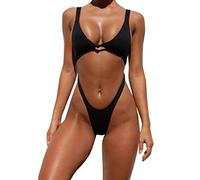 HHMY Badeanzug Damen Bauchweg Monokini String Sexy Slingshot Sexy Bikini Mit KöRbchen Bademode String Bademode Einteilge Sport Push Up Strandmode Swimsuit SpaghettiträGer Bandeau Top Bikini Beachwear
