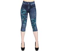 HHMY Capri Hosen FüR Frauen Jeans - Caprihose Damen Sommer Elegant Jeanshose Spitze-Strandhose High Waist Caprihosen Damen 7/8 Leggings Kurz Freizeithose-Outdoor Hosen- Sporthose, Z-dunkelblau, M