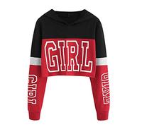 HHMY Kapuzenpullover Damen Hoodie Kurz Cropped Pullover Sport-Langarmshirt Langarm Hoodie Vintage Sweatjacke Kurze Sweatshirt Crop Oberteile Hoodie Kapuzensweatshirt Mit Kapuze Sweatshirt