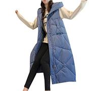 HHMY Lange Steppweste Damen - Longweste Mit Kapuze Ärmellose Jacke Elegant Gesteppte Mantel Wadenlang Winter Übergangsjacke Damenmode Daunenjacke Aus Baumwolle