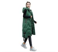 HHMY Lange Steppweste Damen - Steppmantel Winter Knielang Kapuzenweste Regular Fit Weste Jacke Schick Übergangsjacke Warme Steppjacke Ärmellos Daunenweste Aus Baumwolle, L01-Grün, XXL