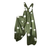 HHMY Latzhose Damen Blumen - Leinen-Sommerhose Damen Weites Bein Overall Sommer Elegant Hosenanzug - Romper Stoff-Latzhosen Sonnenblume Arbeitshose Ärmellos Jumpsuit Sommer Jumpsuits- Playsuits