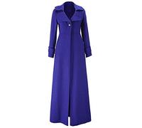 HHMY Trench Mantel Knöchellang - Trenchcoat Tailliert Übergangsjacke Parka Lang Revers Coat Kunstwolle Outwear Winter Mantel Aus Baumwoll-Mix, Modern Elegant Business