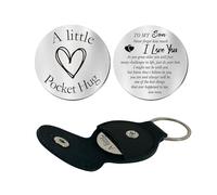 HHXFLY Schlüsselanhänger aus Leder, Geschenk für Sohn, Taschenumarmung, Geburtstagsgeschenk, Andenken, Edelstahl, doppelseitig, inspirierendes Geschenk, To Son, Small