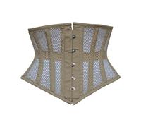 Hi-GERMANWEARS Hi-46 Women's Underbust Black Cotton Mesh Steel Boned Body Waist Shaper Training taillenkorsett Corsets (DE/NL/SE/PL, Alphanumerisch, 6XL, Regular, Regular, Nude)