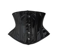 Hi-GERMANWEARS Hourglass Figure Delight: Women's Heavy Duty Double Steel Boned PVC Underbust Corset for Waist Training & Shaping (DE/NL/SE/PL, Alphanumerisch, 3XS, Regular, Regular, Black)