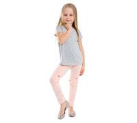 hi!mom - Kinder Bambus-Leggings - lang, weich und atmungsaktiv - verschiedene Muster und Farben - 4-12 Jahre - LACHSFARBEN MIT HERZEN - 4-6 Jahre