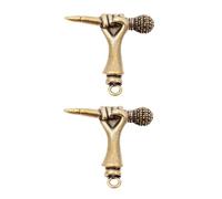 HIAKDOFT 2 Stück Mikrofon Schlüsselanhänger Anhänger aus Messing Goldfarbig DIY Dekoration mit Öse Kompakt und Langlebig für Schlüsselbund Geschenk Zubehör