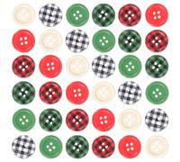 HIAKDOFT 3 Stück Pack Handgefertigte Weihnachtsknöpfe aus Holz Flache Runde Nähknöpfe In Rot Schwarz Weiß Vielseitige Selbstgemacht Kleiderknöpfe für Mantel Hut