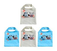 HIAKDOFT 4 Stück Faltbare Einkaufstaschen Cartoon eule Tragbar Großes Fassungsvermögen Wiederverwendbar Taschen für Einkauf Reisen und Alltag in Mischfarben