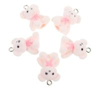 HIAKDOFT 5 Stück Niedliche Kleine Bärenanhänger aus Harz mit Flockiger Oberfläche 15x22mm Selbstgemacht Schmuck Tierdeko für Ohrringe und Armbänder Schmuckherstellung Zubehör