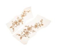 HIAKDOFT Goldene Spitzenapplikationen mit Perlen - 1 Paar Blumenstickerei Tüll Bestickte Spitzenverzierung für Hochzeitskleider Selbstgemacht Kleidungsdekoration und Reparatur