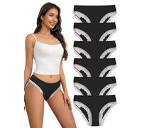 Hialegion Hipster Unterwäsche Damen Spitze Bikini Spitzenbesatz Schöne Mädchen Höschen Nahtlos Junge Frau Schwarz Mehrpack S