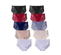 Hialegion Unterhosen Damen,10er-Pack Spitzen Hipster UnterwäSche Sexy FüR Frau Panties Slip GroßE GrößEn Nahtlose 2XL