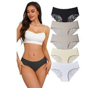 Hialegion Unterwäsche Damen Lace Schöne Bikini Slip Damen Unterhosen Seide Frauen Slips Mehrpack Womens Seamless Underwear 5 Stück M