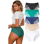 Hialegion Unterwäsche Patchwork-Spitze für Damen Slips Blumen - Spitze Höschen Hose Stretch Schöne und Unsichtbare Frauen 5er Große Größen 4XL