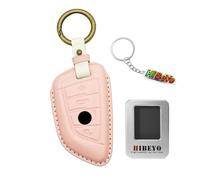 HIBEYO PU-Leder Auto Schlüsselhülle Passt für BMW 1er 3er 4er 5er 7 Serie X3 IX3 I3 X6 X4 X5 G20 F40 X1 F48 F40 G23 F34 F15 X7 G81 M3 IX40 schlüsselabdeckunge Schlüsseletui Schlüsselanhänger-Rosa