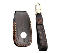 HIBEYO Smart Autoschlüssel Hülle passt für Mercedes Leder Schutzhülle Funkschlüssel Schlüsselhülle passt für Benz E S A Klasse CLA GLA GLE GLC GLK AMG Schlüsselbox Schlüsselanhänger-A Schwarz