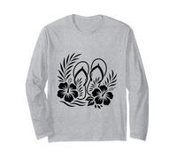 Hibiskus Blumen Flip Flops Sommer Tropical Floral Langarmshirt