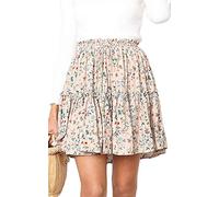 Hibluco Damen Sommer Rock Blumen Layered Rüschen Kurzer Rock