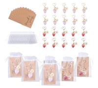 HICOHAND Obst-Schlüsselanhänger-Set, 20 Stück, Y2K, Rot, Rosa, niedliche Erdbeer-Schlüsselanhänger, Geschenk-Set für Handtaschen, Geldbörse, Autoschlüssel, Zubehör, Dekoration, Geschenk