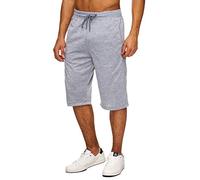 Hidyliu Herren-Shorts mit elastischem Bund und Kordelzug, 3/4-Shorts für den Sommer, Freizeit, Sweat, kurze Hose mit Taschen - - Groß