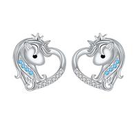 Hifeeled Einhorn Ohrringe Damen Mädchen 925 Sterling Silber Ohrstecker Einhorn für Frauen Original Schmuck Geschenk Frau Mädchen Tochter