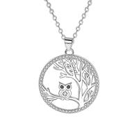 Hifeeled Lebensbaum Kette Damen Sterling Silber 925 Halskette Baum des Lebens Anhänger mit Eule Original für Frauen Schmuck Geschenk
