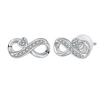 Hifeeled Unendlichkeit Ohrringe Damen 925 Sterling Silber Infinity Ohrstecker mit Herz Zirkonia für Frauen Original Schmuck Geschenk Mutter Ehefrau Freundin