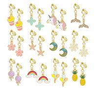 Hifot 12 Paare Clip Ohrringe Mädchen Prinzessin Kinder Ohrclips Set, Prinzessin Kleid Geburtstag Geschenk Party Favors zum Pretend Play Dress up Schmuck Zubehör in klaren Boxen