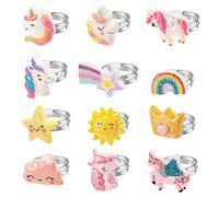 Hifot 12 Stück Kinderringe Mädchen, Süße Einhorn Verstellbar Kinder Ringe Set, Prinzessin Ring Schmuck Set für Kinder Geburtstag Kindertag Party Favors Mitgebsel
