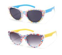 Hifot 2 Stück Sonnenbrille Kinder für Jungen Mädchen, Blumen UV Schutz Kleinkind Sonnenbrille,Party Geschenk Outdoor Strand Kinder Sonnenbrillen 3-12jahre