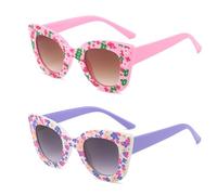 Hifot 2 Stück Sonnenbrille Kinder für Jungen Mädchen, Blumen UV Schutz Kleinkind Sonnenbrille,Party Geschenk Outdoor Strand Kinder Sonnenbrillen 3-12jahre