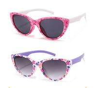 Hifot 2 Stück Sonnenbrille Kinder für Jungen Mädchen, Blumen UV Schutz Kleinkind Sonnenbrille,Party Geschenk Outdoor Strand Kinder Sonnenbrillen 3-12jahre