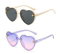 Hifot 2 Stück Sonnenbrille Kinder für Jungen Mädchen,UV 400 Schutz Kleinkind Sonnenbrille Herzchen Baby Party Geschenk Outdoor Strand Kinder Sonnenbrillen 3-12jahre