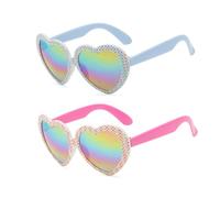 Hifot 2 Stück Sonnenbrille Kinder Mädchen, Bunt Herz Sonnenbrille Mädchen 3-10 Jahren, Kindersonnenbrille Kleinkind Sonnenbrillen mit UV-Schutz, für Sommer Freien Dress up Brille Geschenk