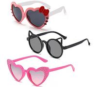 Hifot 3 Stück Sonnenbrille Kinder für Mädchen, UV Schutz Kleinkind Sonnenbrille,Modisch Niedliche Herzförmige Kinder Sonnenbrillen 3-12jahre