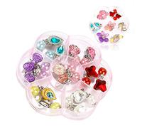 Hifot 7 Paare Clip Mädchen Ohrringe Prinzessin Klipp Ohrring Set Dress up Prinzessin Schmuck Zubehör für Mädchen Kinder Kleinkind in 2 klaren Boxen