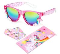 Hifot Einhorn Sonnenbrille Kinder Mädchen, Sonnenbrille Mädchen 3-10 Jahren, Kleinkind Kinder Sonnenbrillen mit UV Schutz, Kindersonnenbrille mit Brillenbeutel für Sommer Freien Dress up Geschenk