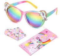 Hifot Einhorn Sonnenbrille Kinder Mädchen, Sonnenbrille Mädchen 3-10 Jahren, Kleinkind Kinder Sonnenbrillen mit UV Schutz, Kindersonnenbrille mit Brillenbeutel für Sommer Freien Dress up Geschenk