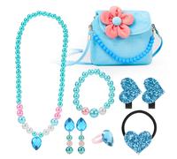 Hifot Kinderschmuck fr kleine Mdchen, Plsch-Handtasche, Halskette, Armband, Ohrringe, Ring, Haarspangen-Set, Prinzessinnen-Kostmschmuck, Part