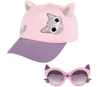 Hifot Mädchen Basecap Kinder Sonnenbrillen Set, Verstellbarer Sonnenhut mit Pailletten Kinder Sommermütze UV Schutz Schildkappe