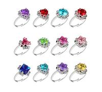 Hifot Prinzessin Schmuck Set 12 Stück, Kristall Verstellbare Ringe für Mädchen mit Herzformkasten, Girl Dress up Rings Fingerringe