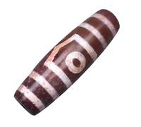 HIFRQVVC Tibetischer Achat-Dzi-Perlen-Anhänger, Dreiäugiger Dzi-Perlenanhänger, natürlicher Achat, roter Onyx, Zinnober, 4,8 x 1,5 cm, mit Zertifikat