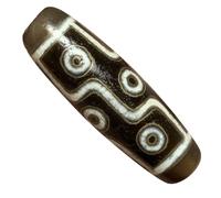 HIFRQVVC Tibetischer Achat-Dzi-Perlen-Anhänger, Neunäugiger Dzi-Perlenanhänger, natürlicher Achat, Goldfiligran, Fotofarbe, 4,5 x 1,4 cm