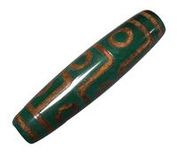 HIFRQVVC Tibetischer Achat-Dzi-Perlen-Anhänger, Neunäugiger tibetischer Dzi-Anhänger, grüner Onyx, natürlicher Achat, 5,8 x 1,4 cm, 0,5 mm Loch, Unisex